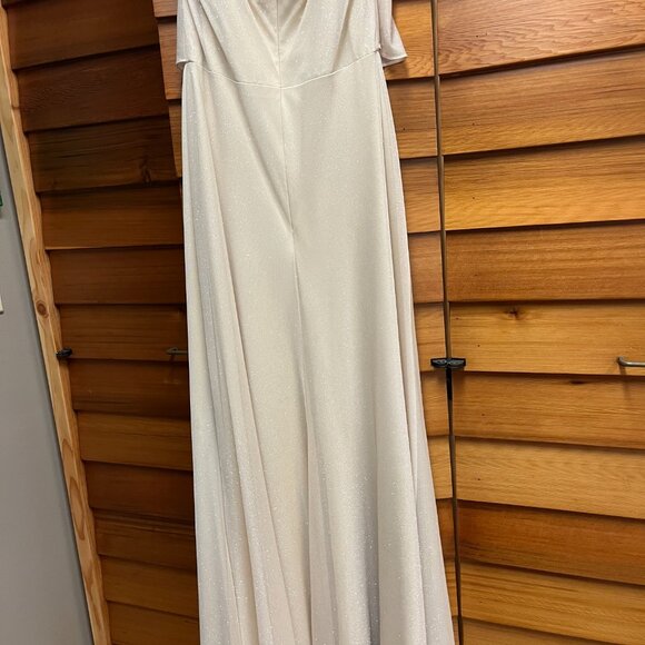 Jenny Yoo Blake Crossover Bridesmaid Dress Gold Glitter Size 10 - Picture 3 of 6